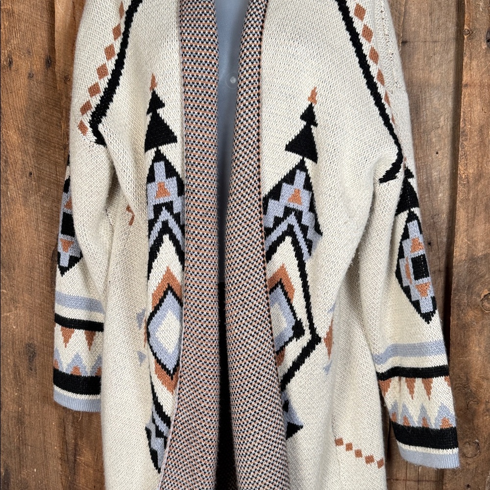 Blue B Collection Geometric Patterned Open Cardig… - image 2